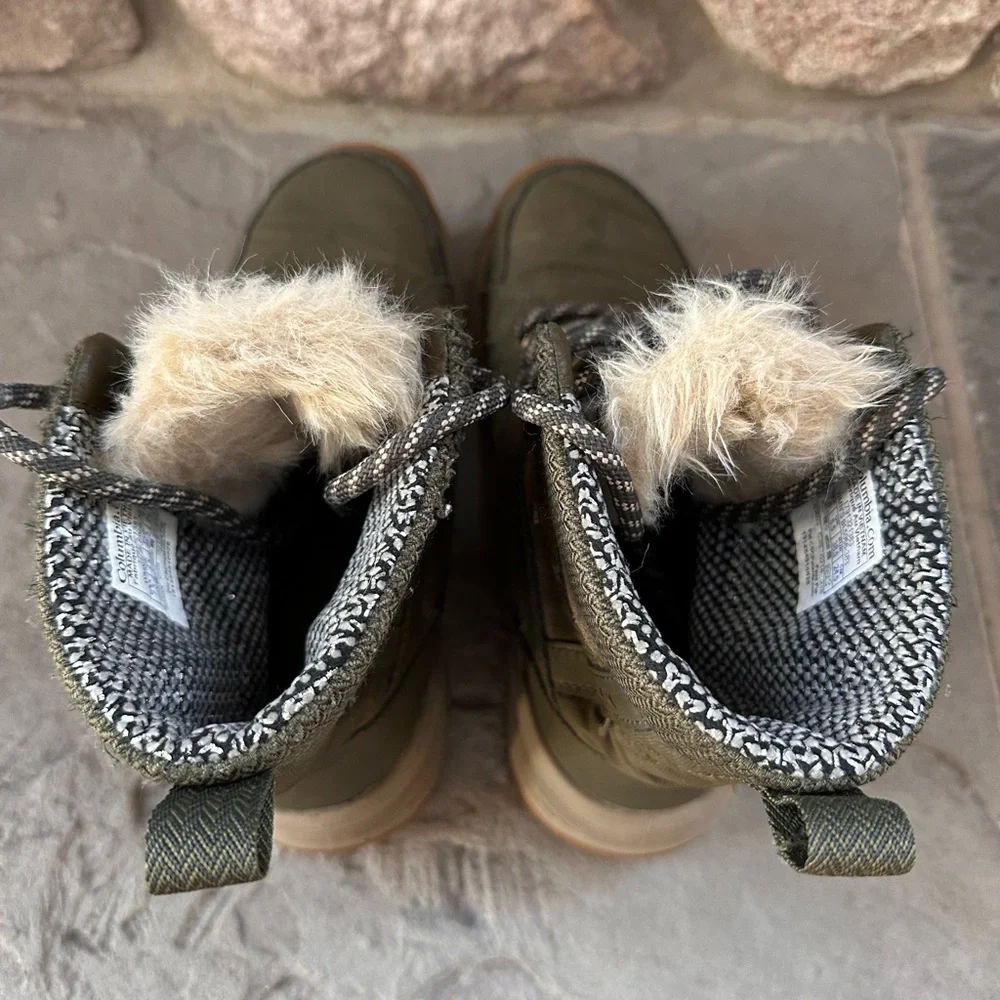 Columbia Boots Meadows Shorty Omni Heat 3D Winter In Army Green Mid Calf